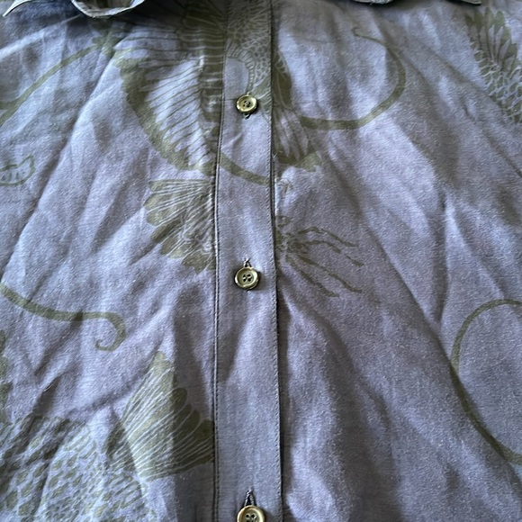 Billy Reid Dark Blue and Black Animal Print Button Down Shirt Women's Size Small - Picture 4 of 10
